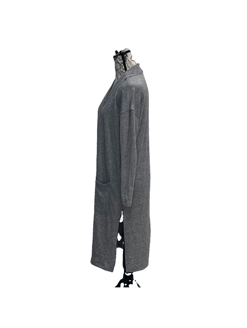 Haute Monde Gray Long Duster Cardigan Women’s S Soft Open Front Lagenlook Boho - Picture 4 of 9